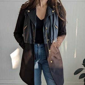 BCBG Leather rain coat trench